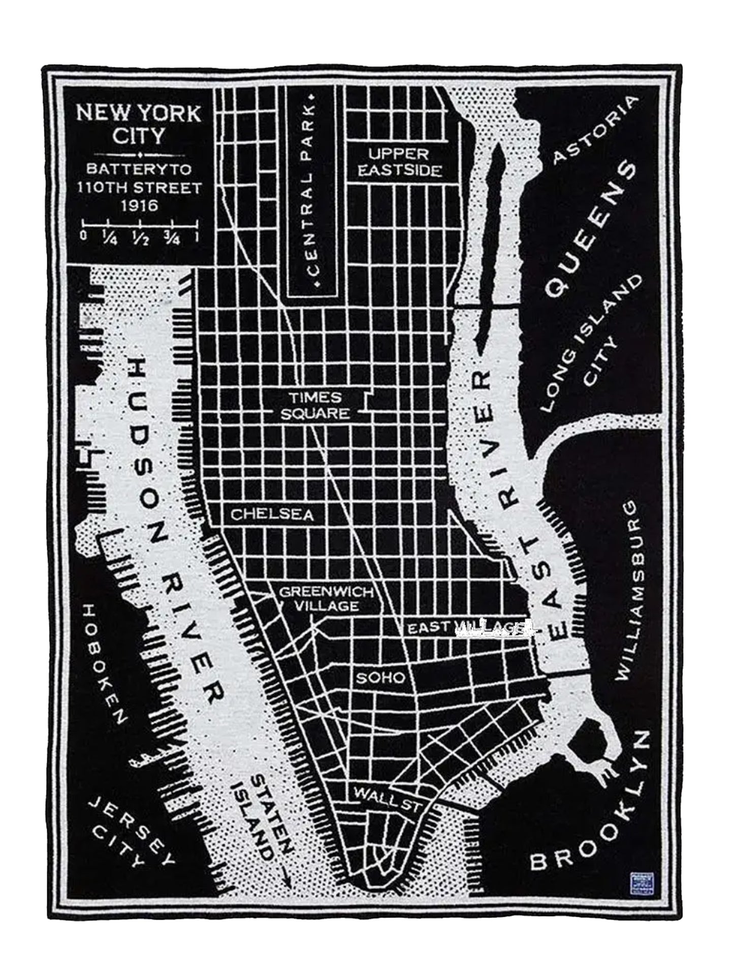 Faribault New York City Map Wool Throw Weston Table