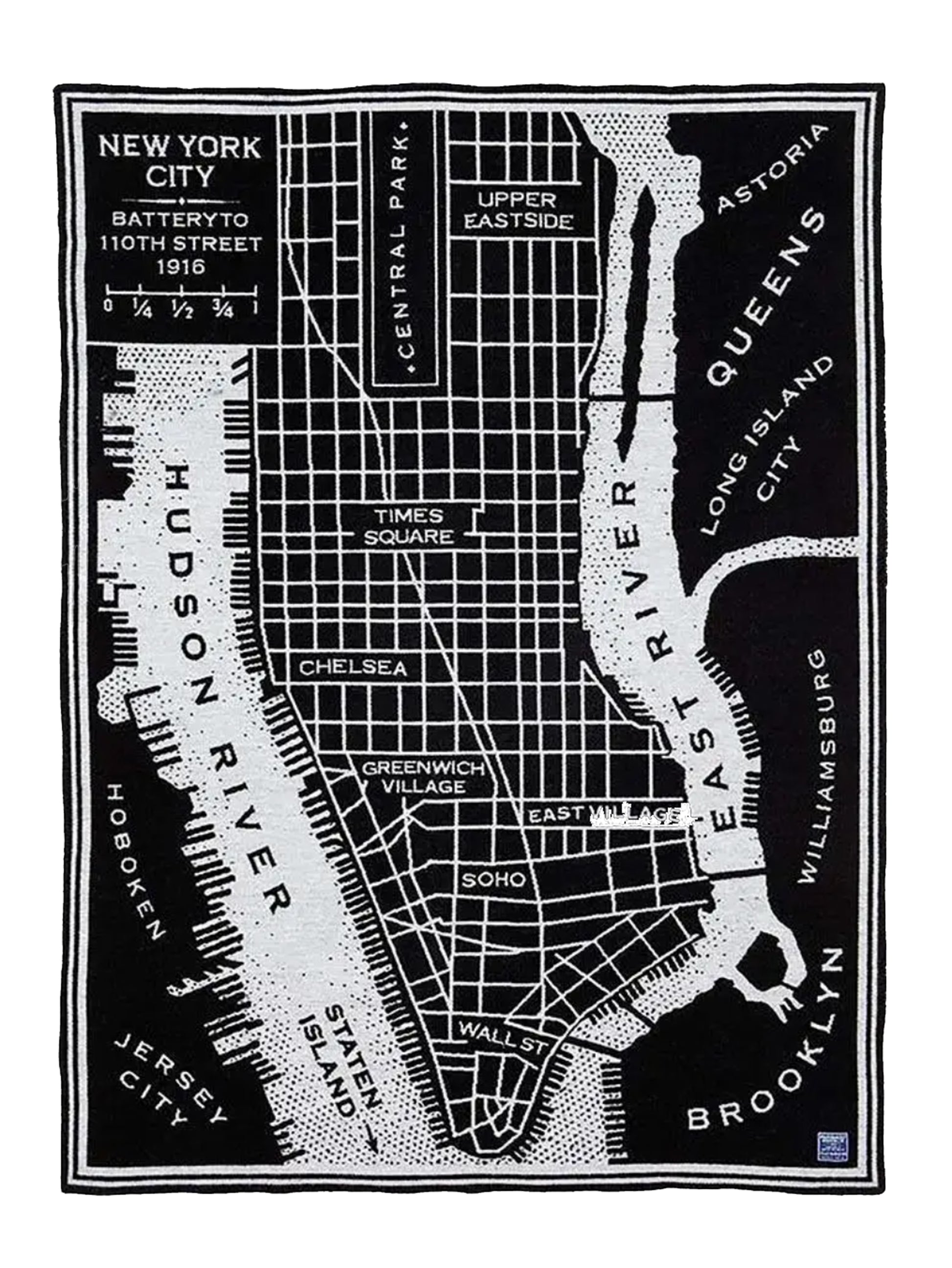 Faribault New York City Map Wool Throw Weston Table