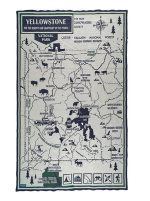  Faribault Yellowstone National Park Map Wool Throw Weston Table 