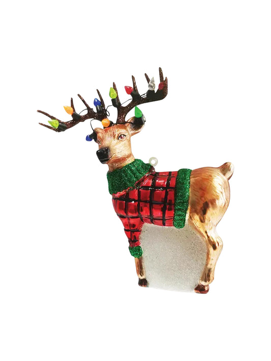 Festive Reindeer Glass Ornament Weston Table