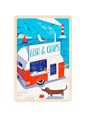  Fish and Chips Wooden Postcard Weston Table 