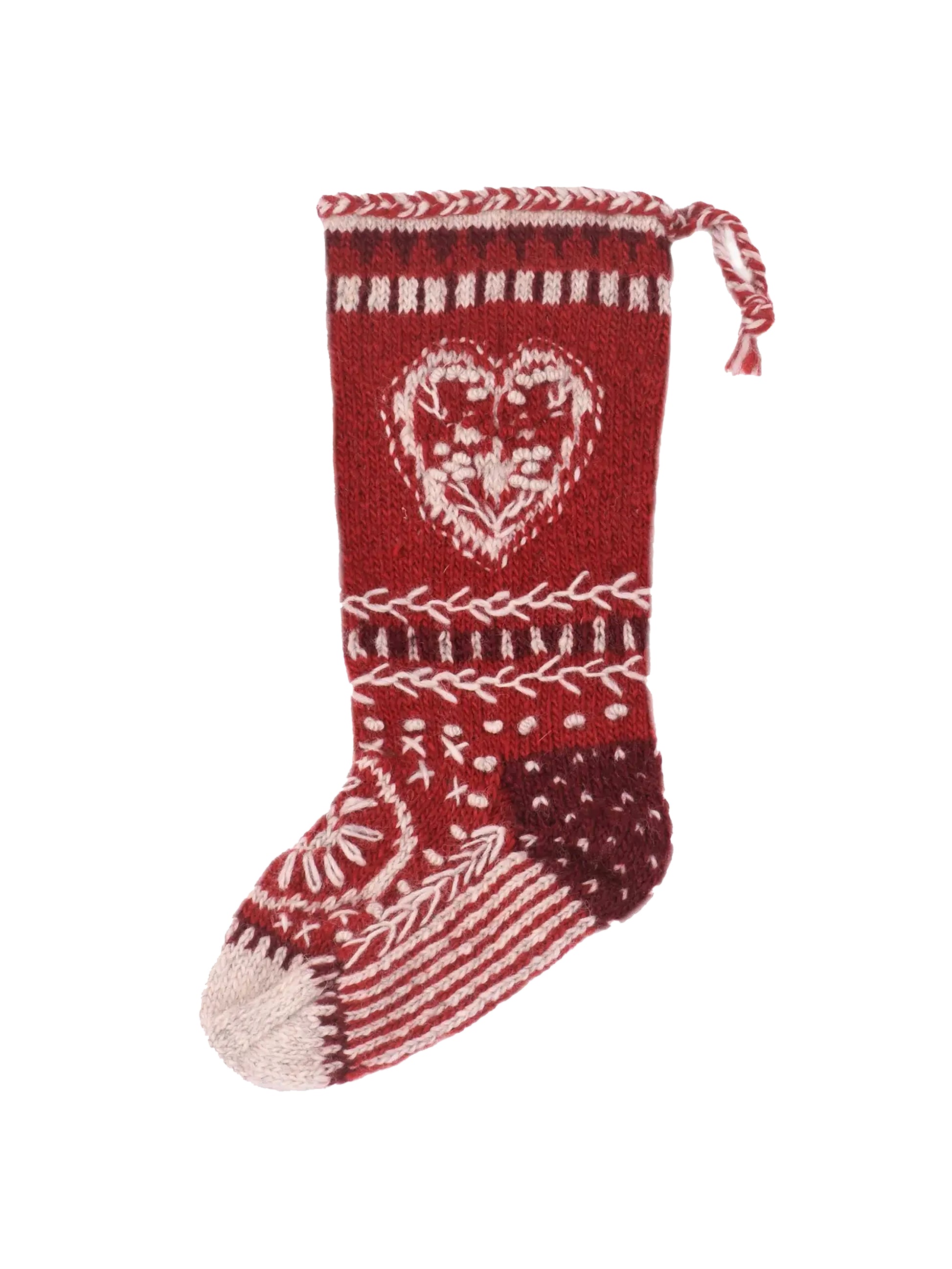 Heart Wool Knit Christmas Stocking Weston Table