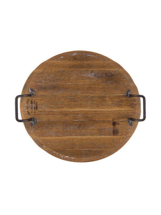 Francois Freres Wine Barrel Serving Board with Wrought Iron Handles