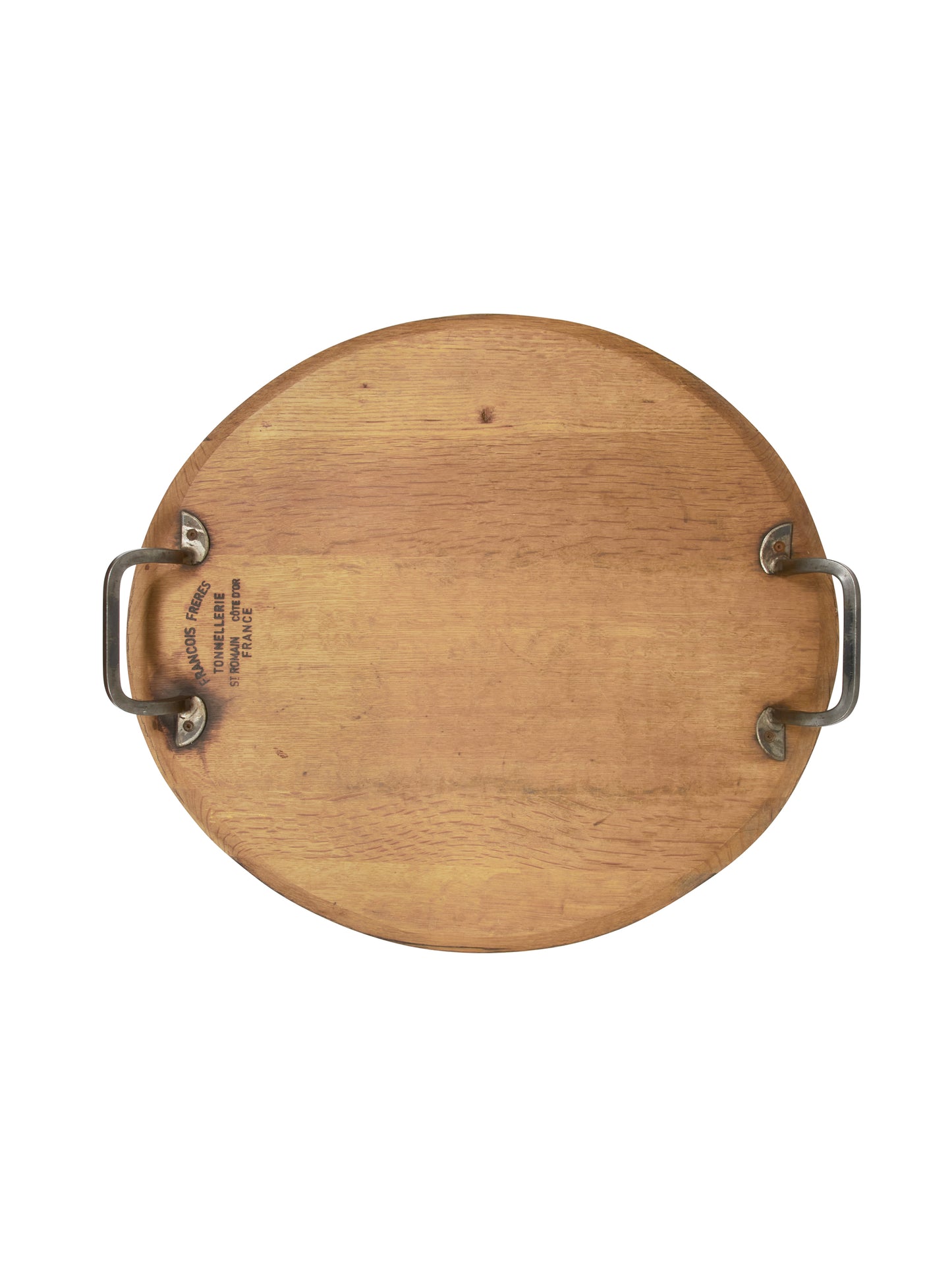 Francois Freres Wine Barrel Board with Wrought Iron Handles Weston Table