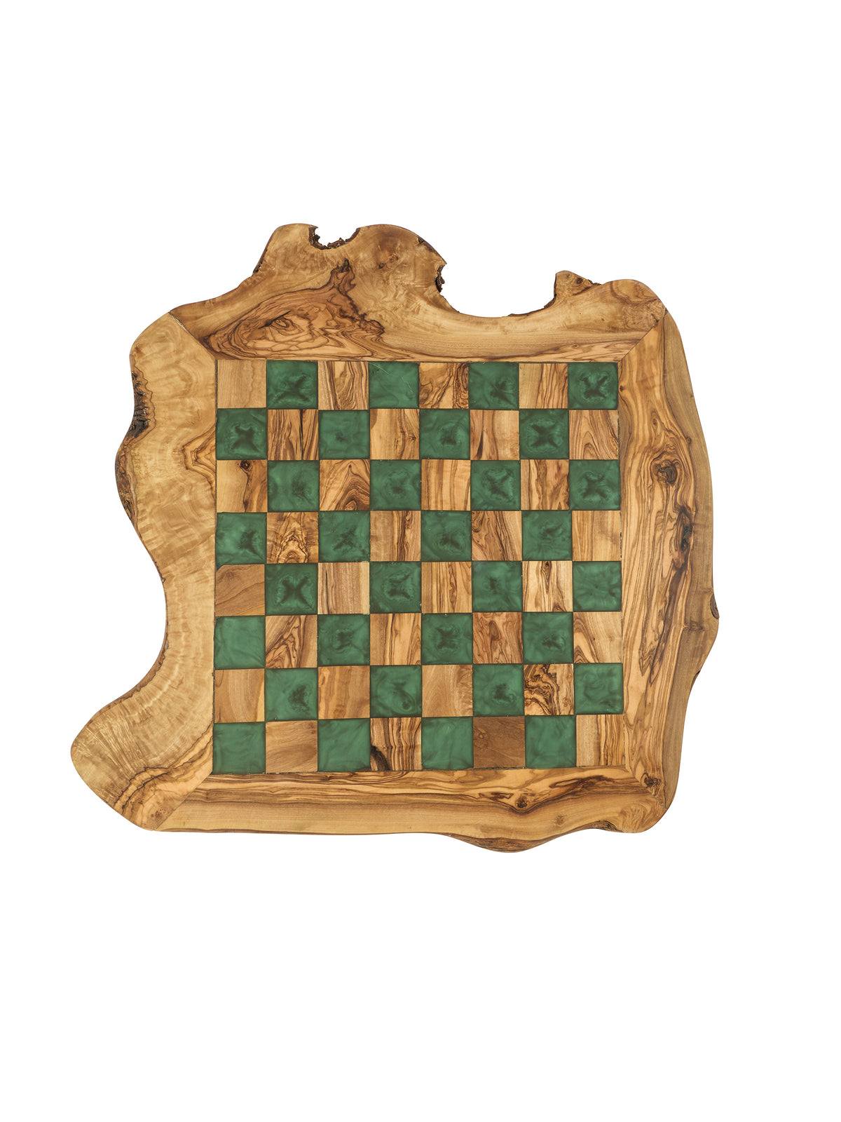 French Live Edge Olive Wood Chess Board and Pieces Two Weston Table