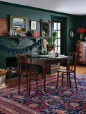 Landry & Arcari 1920s Hand Knotted Persian Navy & Coral Rug Weston Table