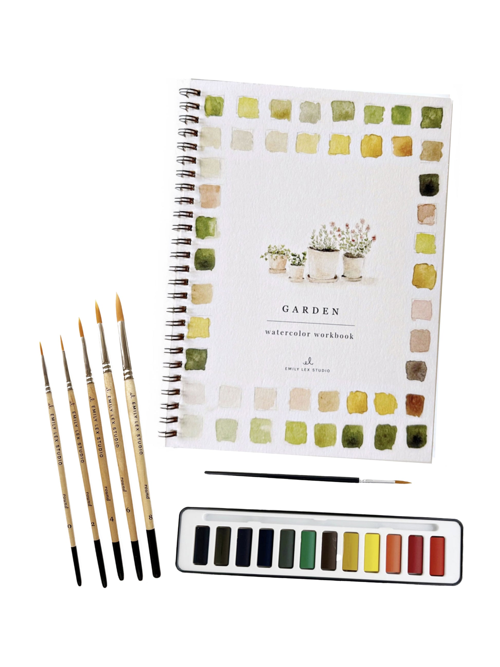 Garden Watercolor Workbook Paint and Brushes Set Weston Table