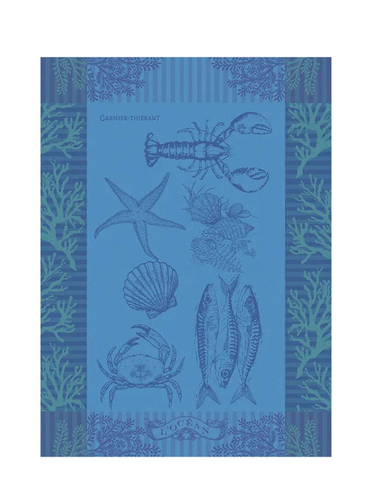 Garnier-Thiebaut Blue Ocean Jacquard Kitchen Towel Weston Table