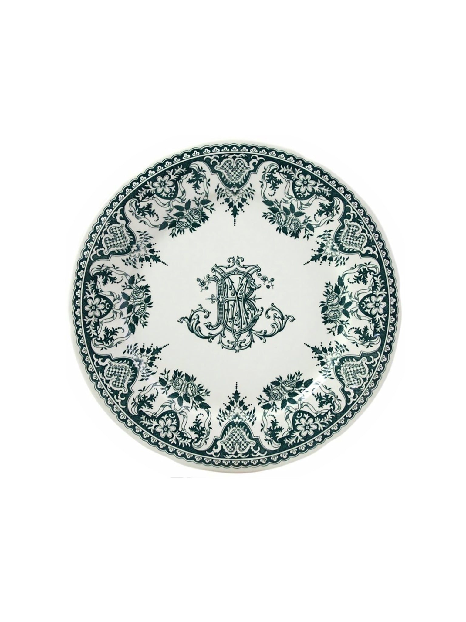 Gien Les Depareillees Monogramme White Dinner Plate Weston Table