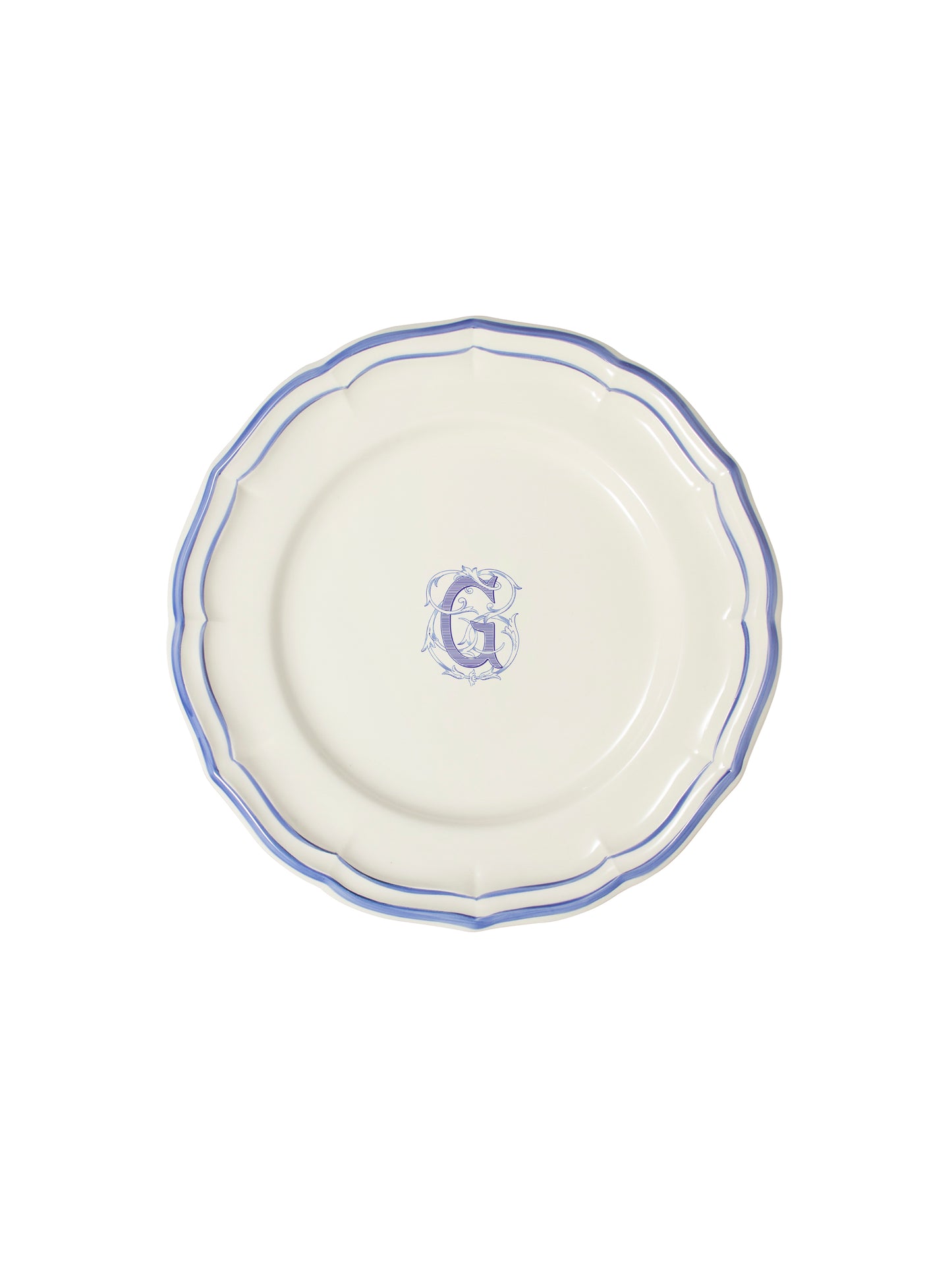Gien Filet Bleu Monogram Salad Plate G Weston Table