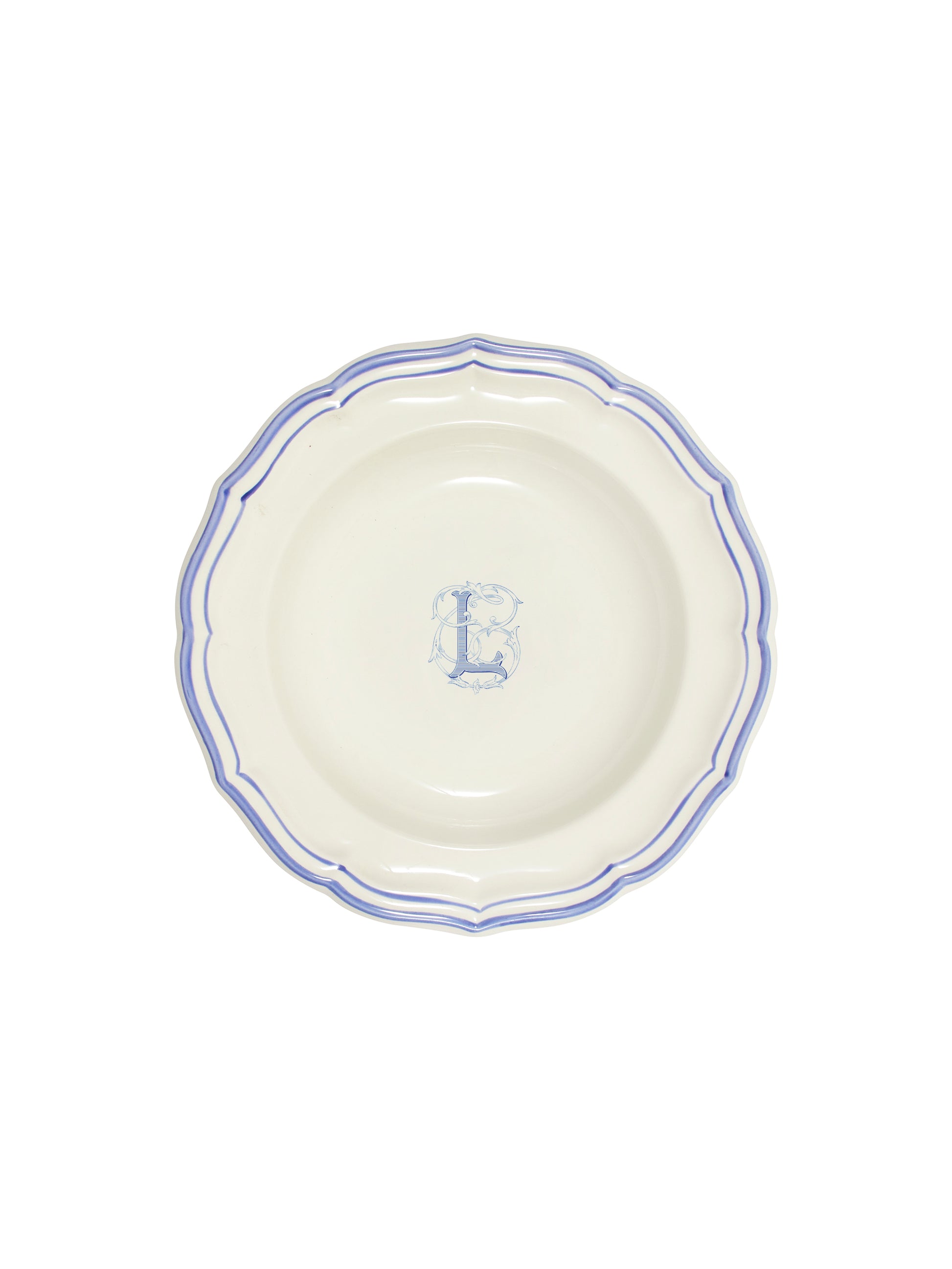 Gien Filet Bleu Monogram Soup Plate L Weston Table