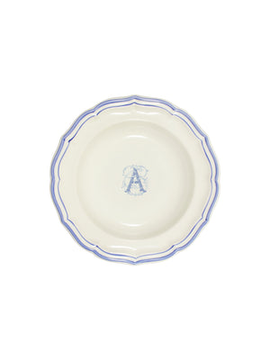  Gien Filet Blue Monogram Soup Plate A Weston Table 