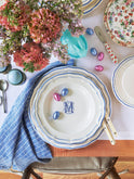 Gien Filet Blue Monogram Soup Plate Weston Table
