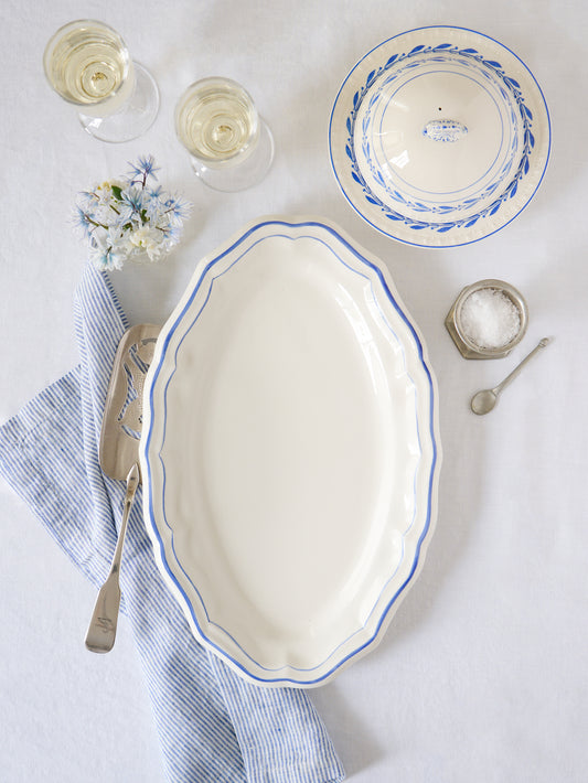 Gien Filet Blue Oval Platter Weston Table