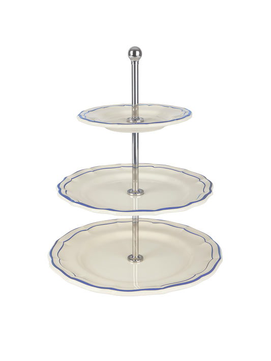 Gien Filet Blue Three Tier Cake Stand Weston Table