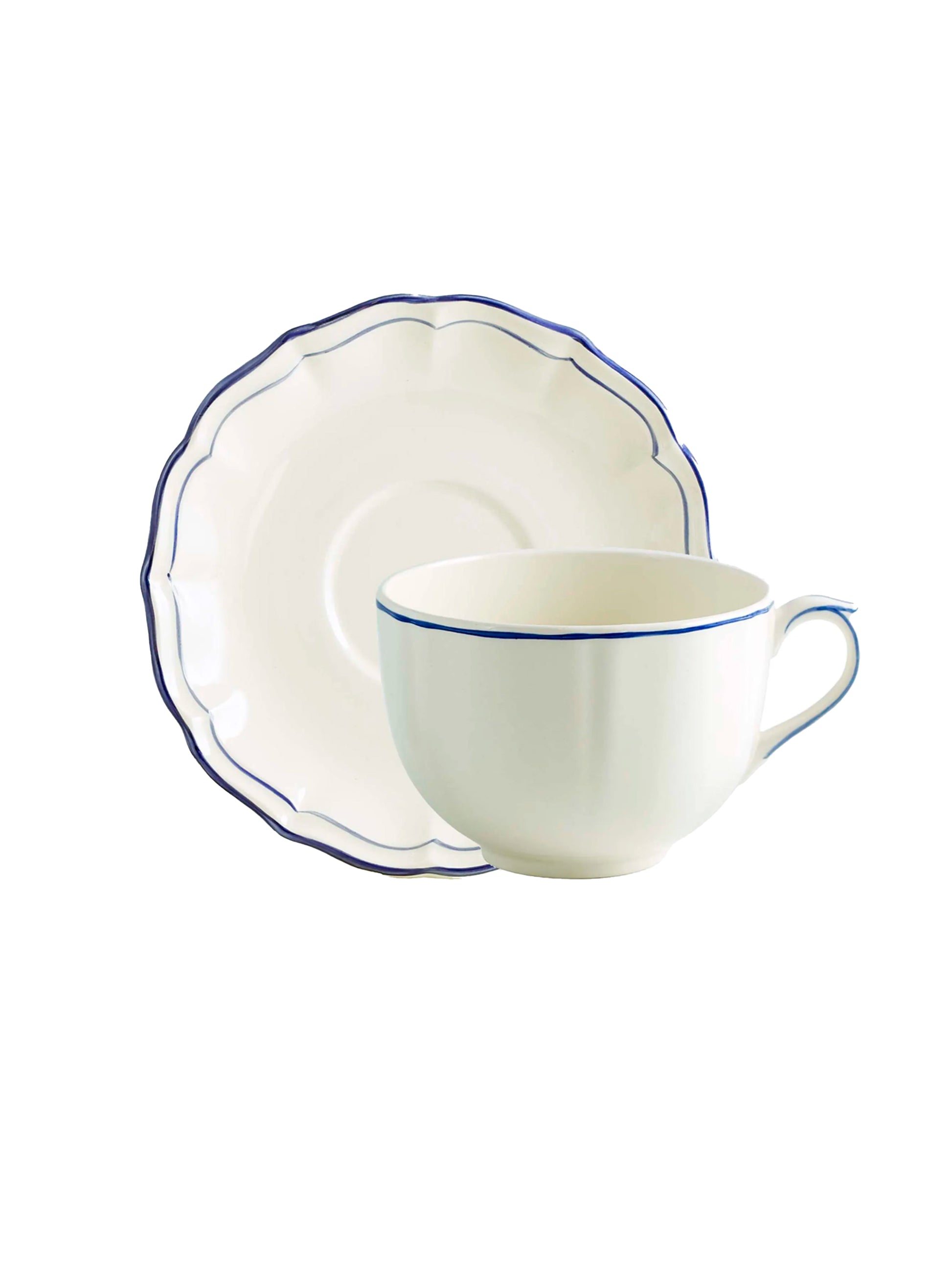 Gien Filet Cobalt Breakfast Cup and Saucer Set Weston Table