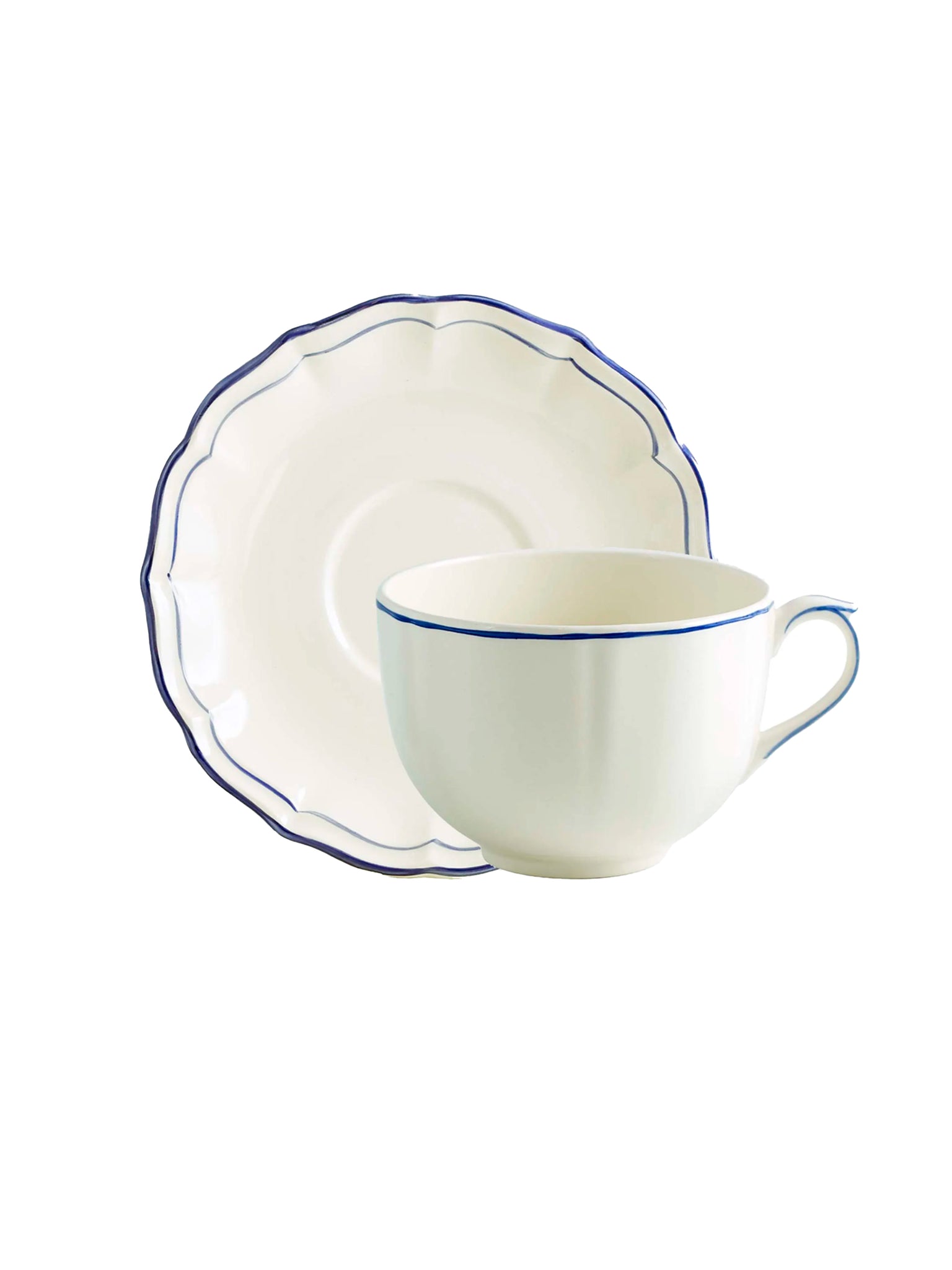 Gien Filet Cobalt Breakfast Cup and Saucer Set Weston Table