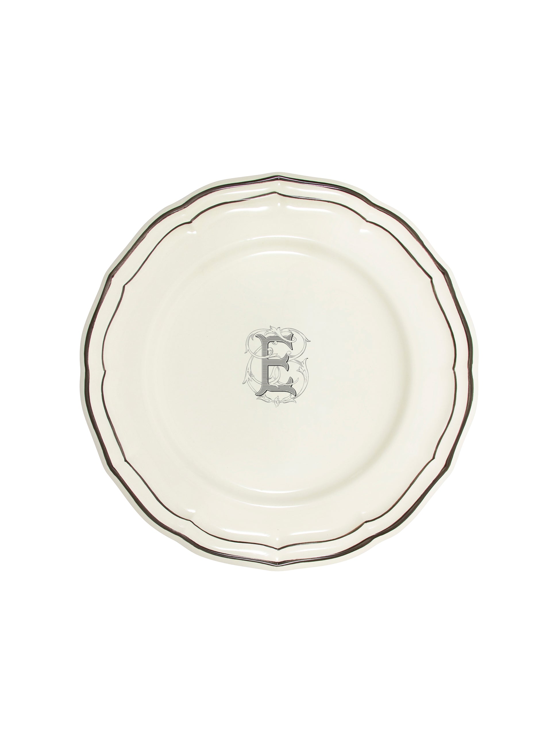 Gien Filet Midnight Monogram Dinner Plate E Weston Table