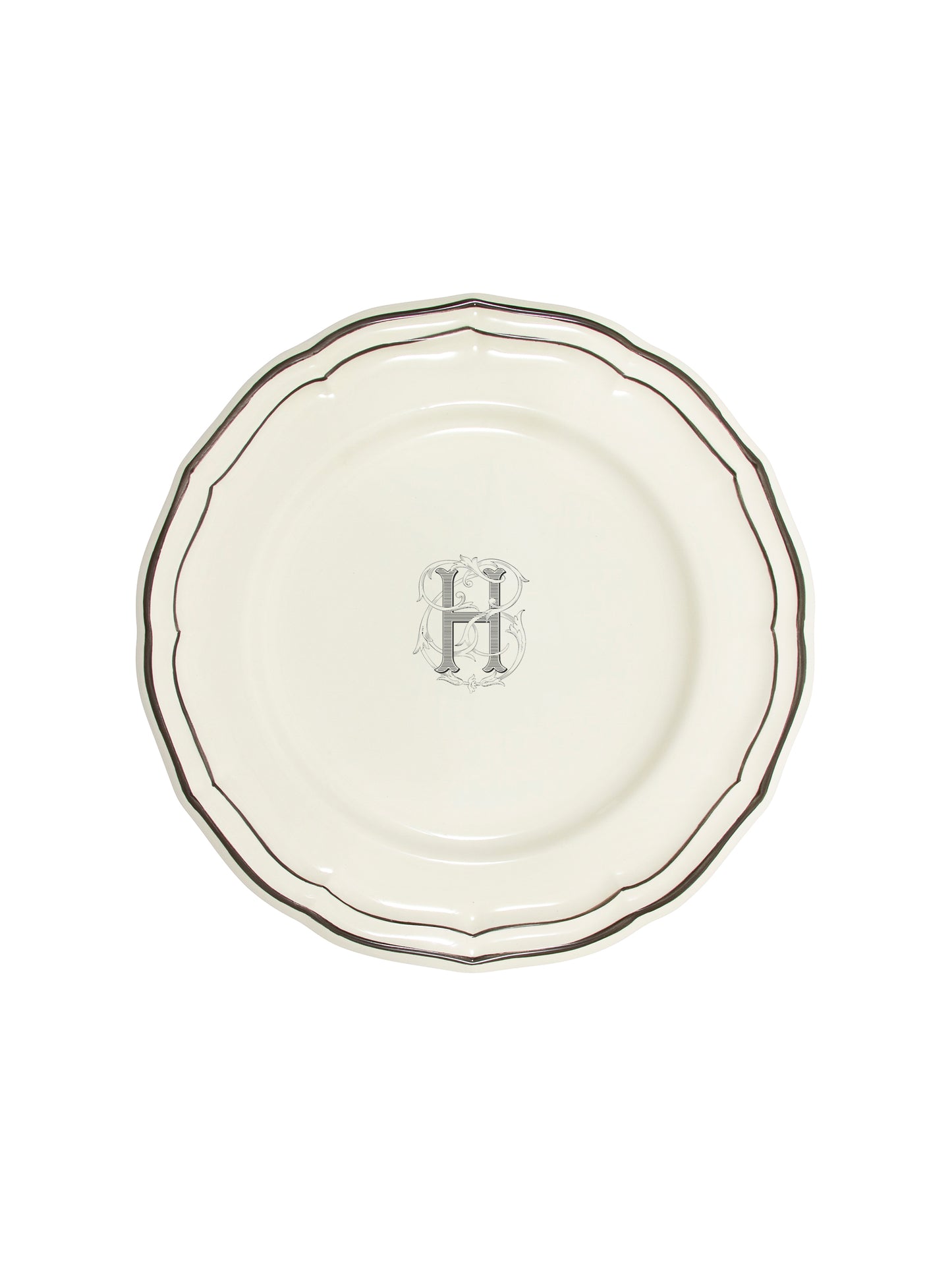 Gien Filet Midnight Monogram Dinner Plate H Weston Table