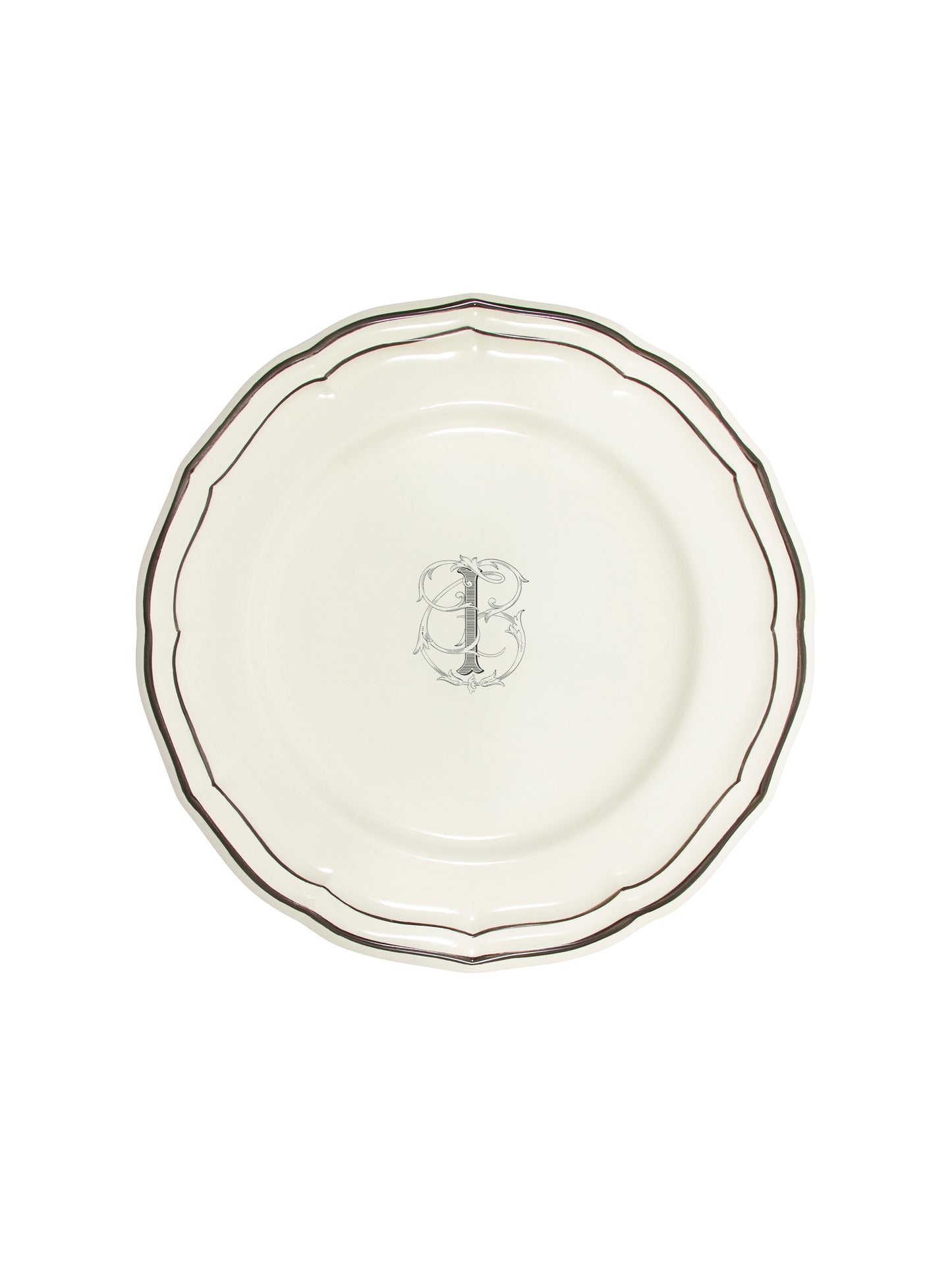 Gien Filet Midnight Monogram Dinner Plate I Weston Table