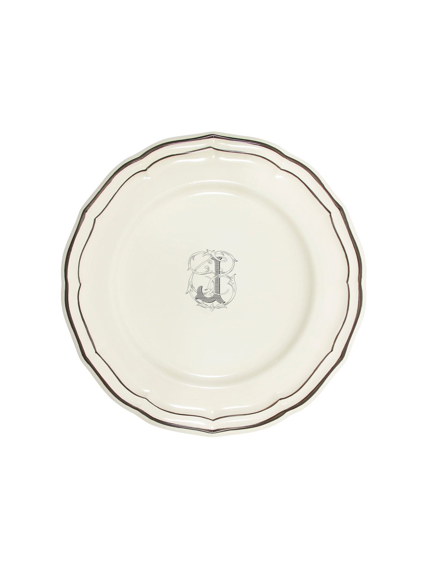 Gien Filet Midnight Monogram Dinner Plate J Weston Table