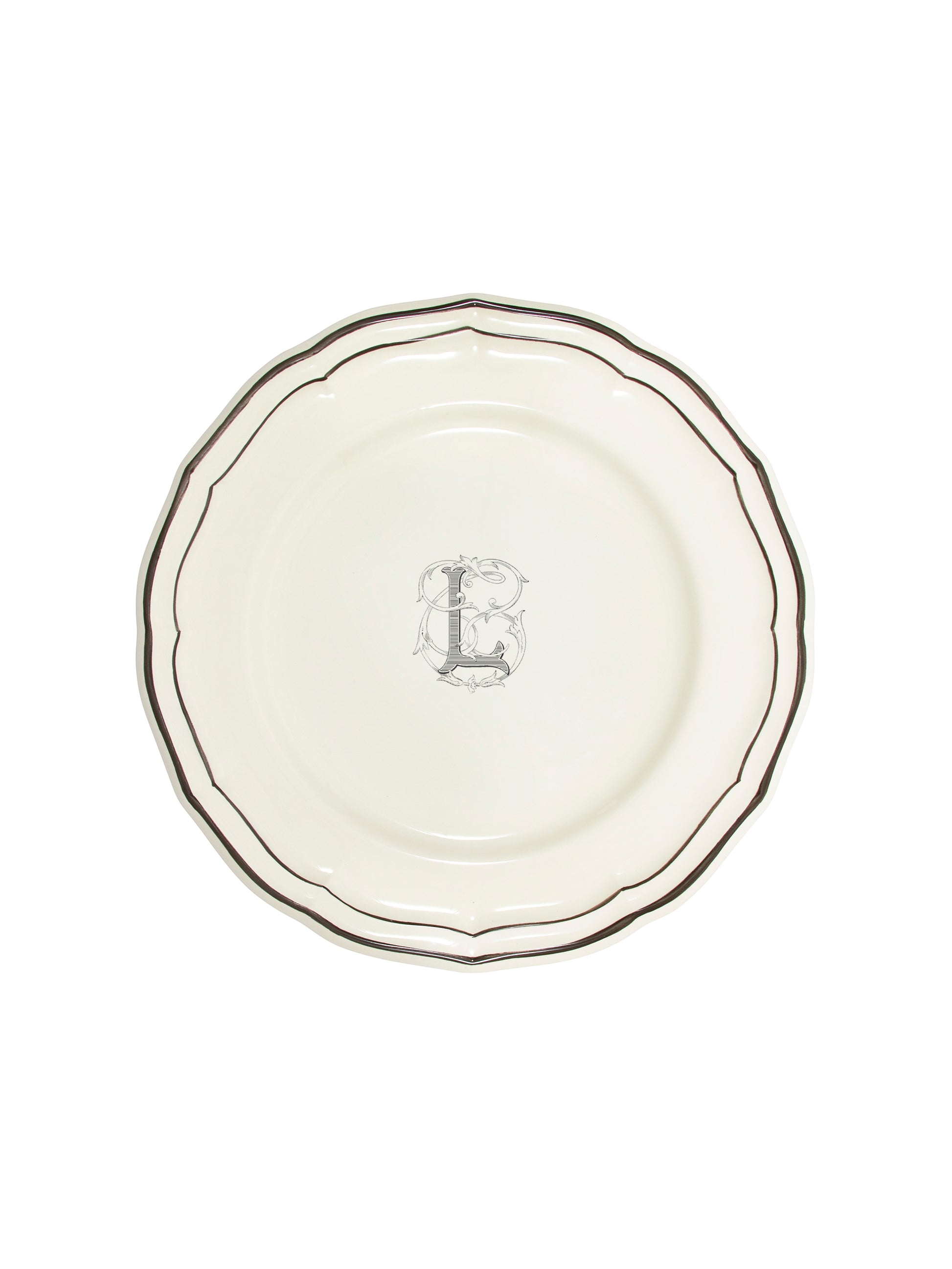 Gien Filet Midnight Monogram Dinner Plate L Weston Table