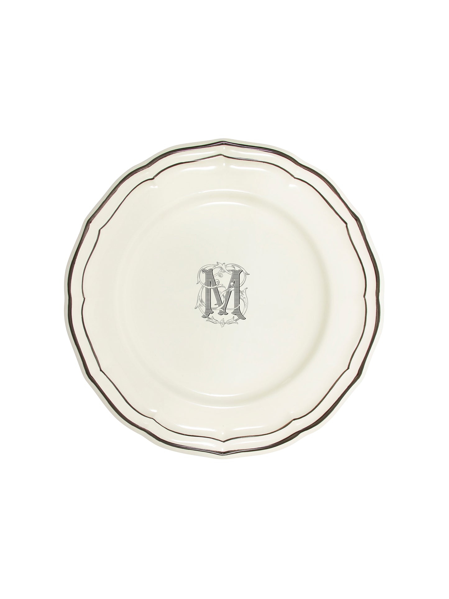 Gien Filet Midnight Monogram Dinner Plate M Weston Table