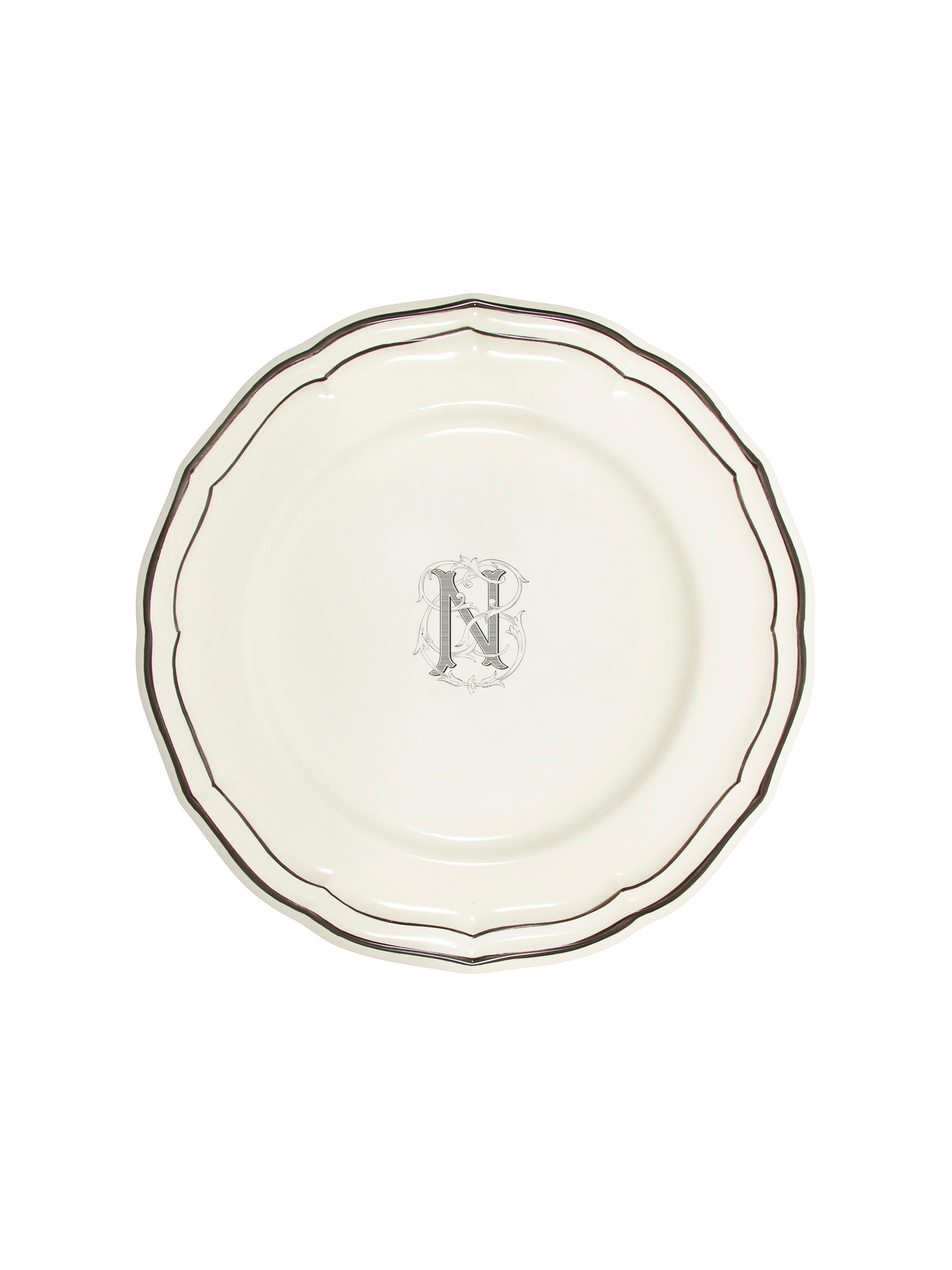 Gien Filet Midnight Monogram Dinner Plate N Weston Table