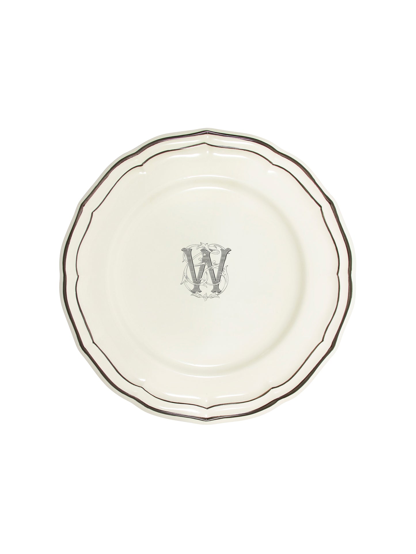 Gien Filet Midnight Monogram Dinner Plate W Weston Table