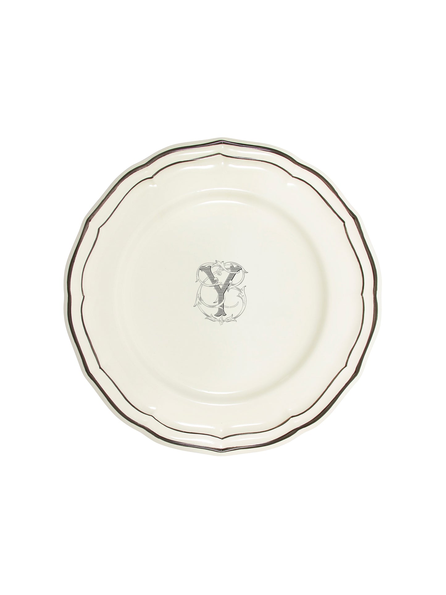 Gien Filet Midnight Monogram Dinner Plate Y Weston Table