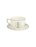 Gien Filet Monogram Midnight Jumbo Cup & Saucer I Weston Table