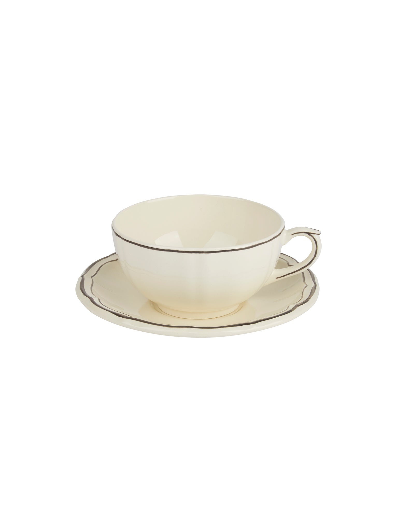 Gien Filet Taupe Breakfast Cup & Saucer Set Weston Table