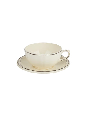  Gien Filet Taupe Breakfast Cup & Saucer Set Weston Table 