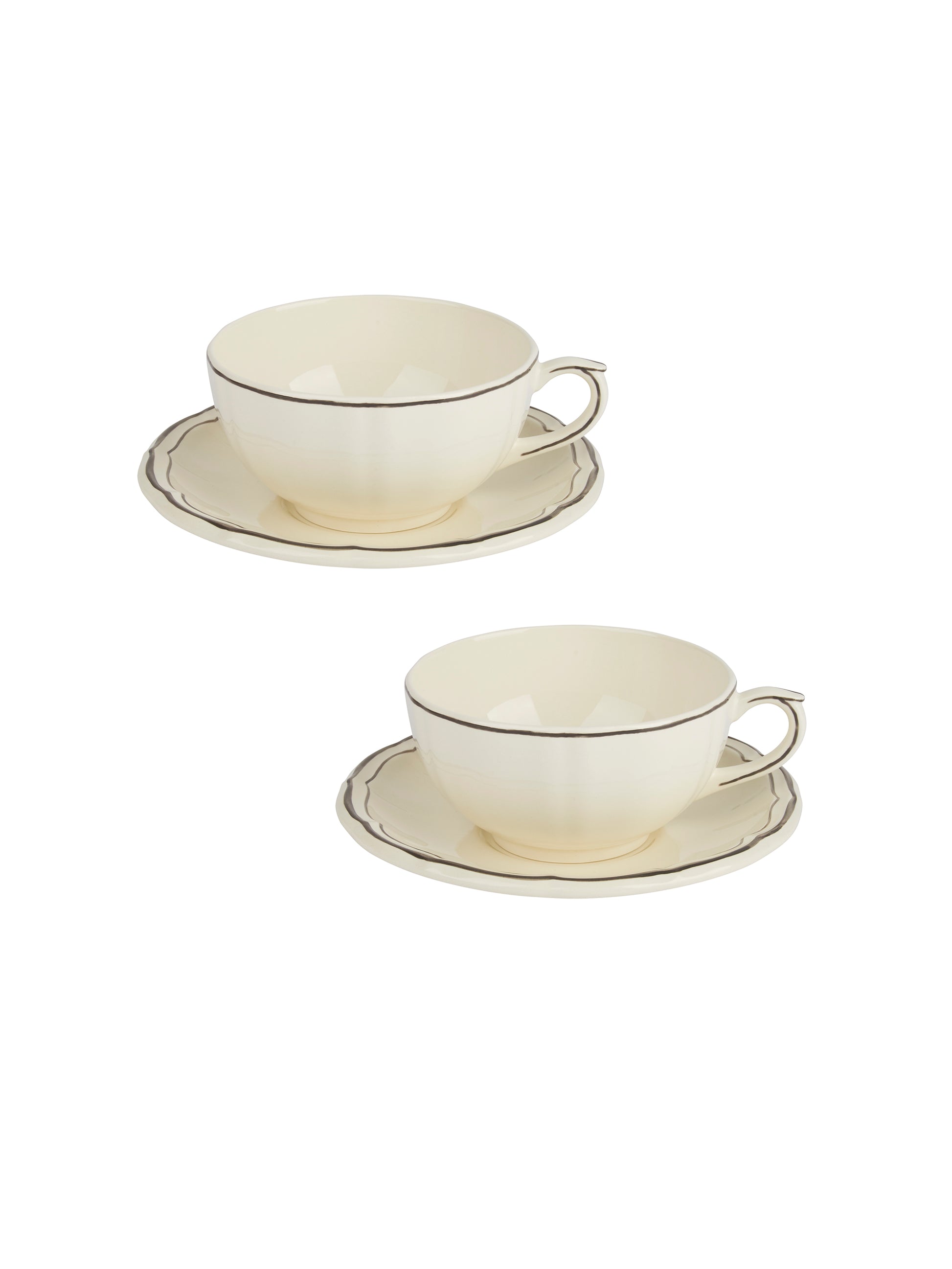 Gien Filet Taupe Breakfast Cup & Saucer Set Weston Table