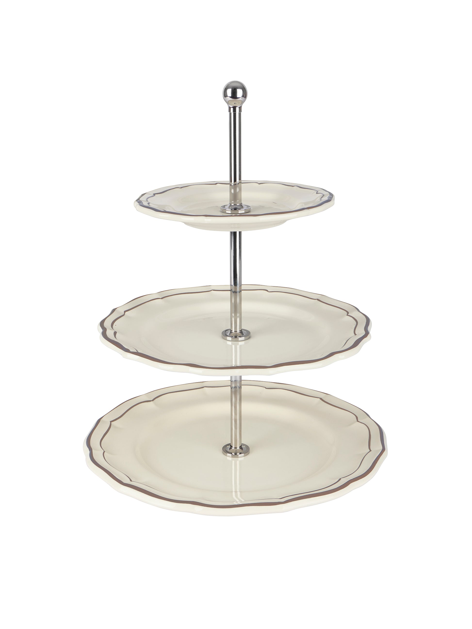 Gien Filet Taupe Three Tier Cake Stand Weston Table