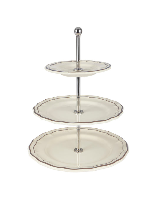 Gien Filet Taupe Three Tier Cake Stand Weston Table
