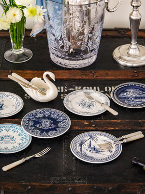  Gien Les Dépareillées Blue Coaster or Mini Plate Set Weston Table 