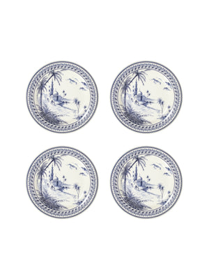  Gien Les Depareillees Vue Orient Bleu Canape Plate Set of Four Weston Table 