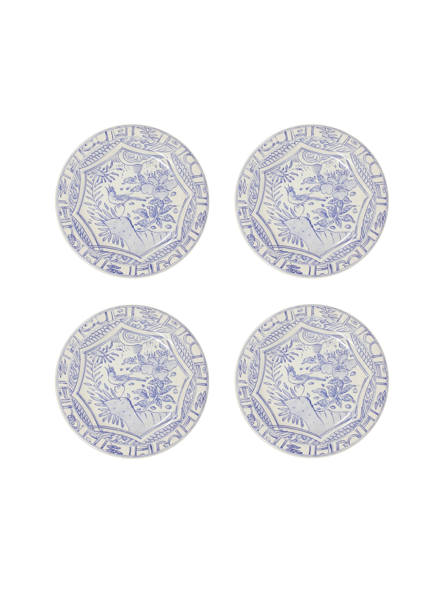 Gien Oiseau Blue Salad Plates Set of Four Weston Table