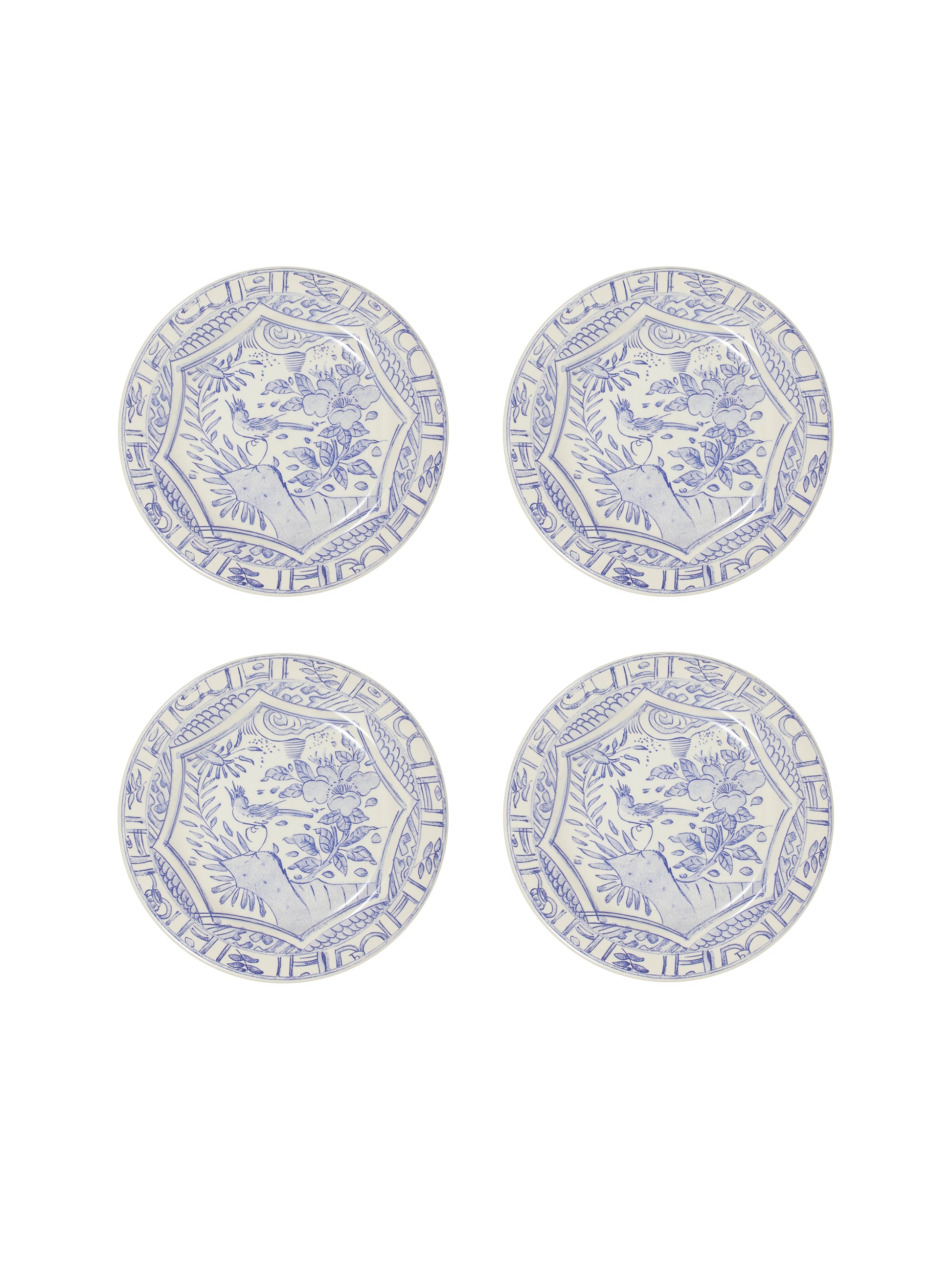 Gien Oiseau Blue Salad Plates Set of Four Weston Table