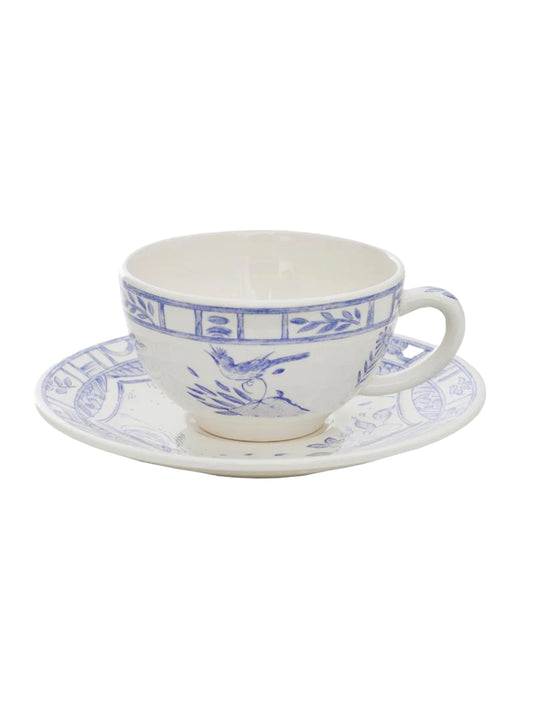Gien Oiseau Blue Tea Cup & Saucer Set Weston Table