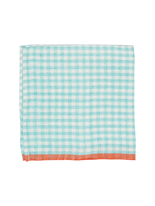 Gingham Aqua & Orange Napkin Set Weston Table