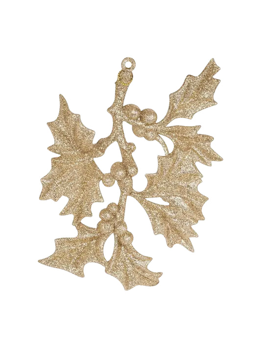 Glitter Holly Leaves Ornament Weston Table