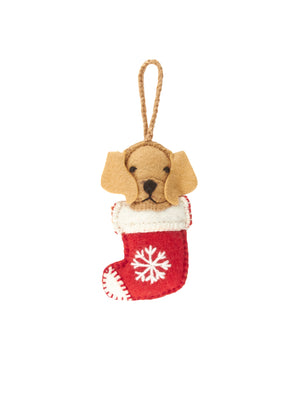  Golden Retriever in Stocking Wool Felt Ornament Weston Table 