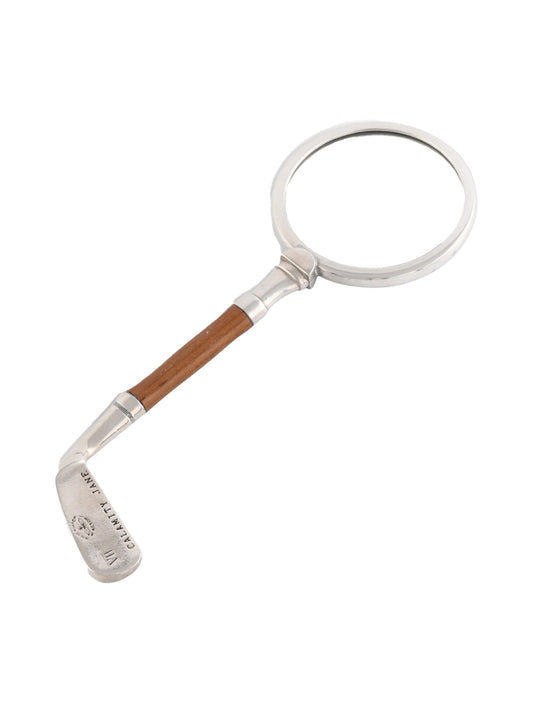 Golf Club Pewter and Teak Magnifying Glass Weston Table