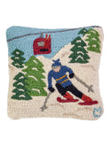 Gondola Run Blue Hooked Wool Square Pillow Weston Table