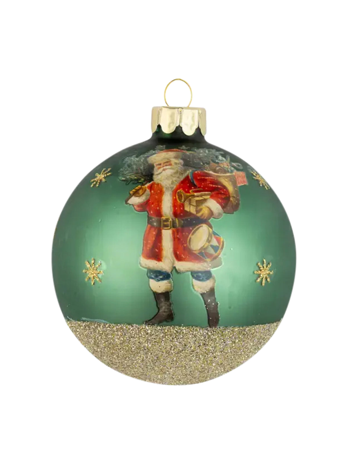 Green Glass Santa Ornament Weston Table