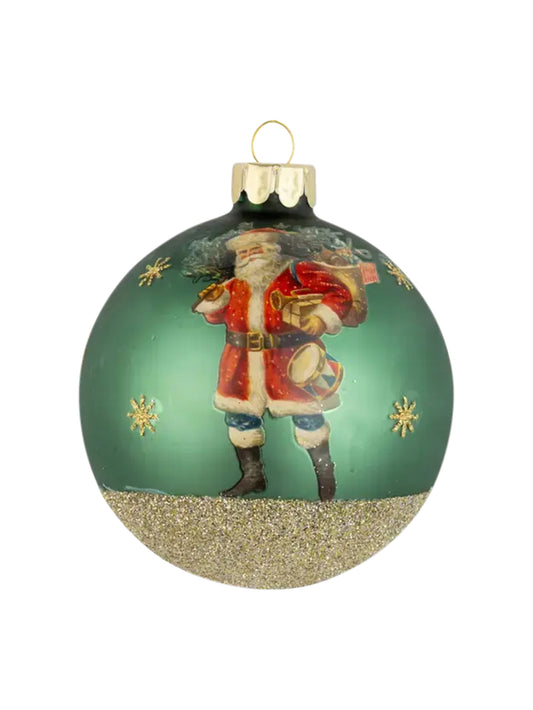 Green Glass Santa Ornament Weston Table