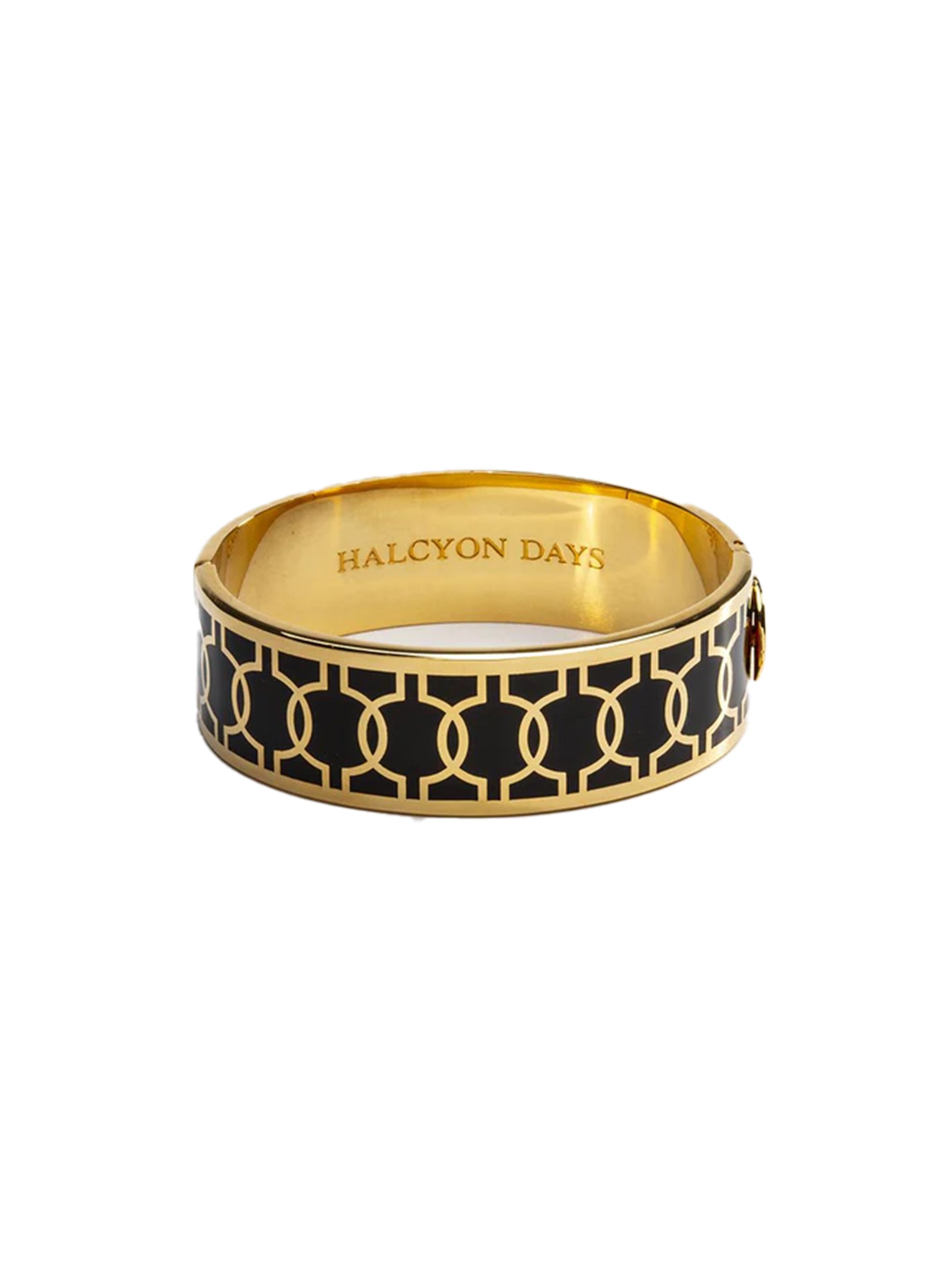 Halcyon Days Geometric Hinged Bangle Black and Gold Weston Table