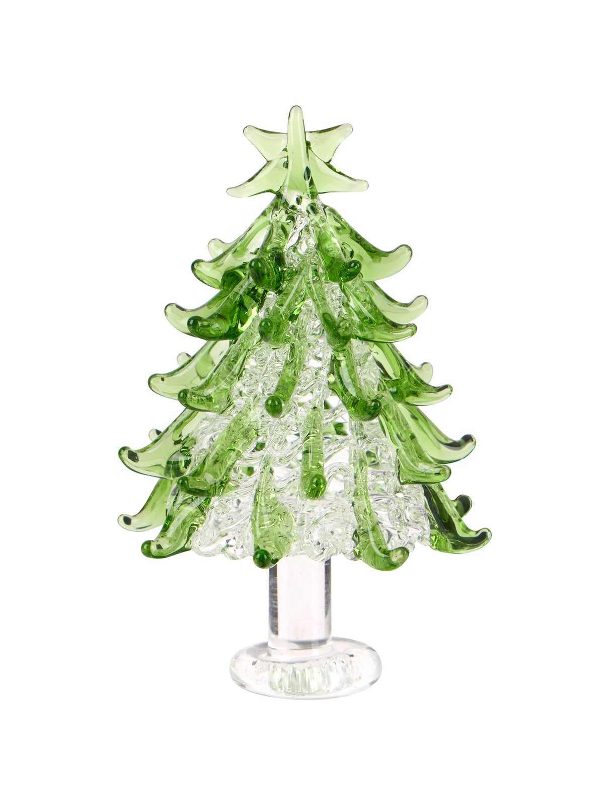 Hand Blown Tiny Glass Christmas Tree with Star Two Weston Table